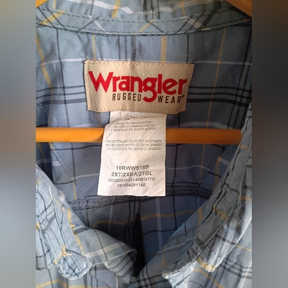 Men's Wrangler Plaid Shortsleeve Button Down Shirt Size 2XT - Picture 2 of 4